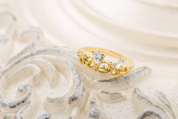 Fototapeta na wymiar Gold tiara ring for princess