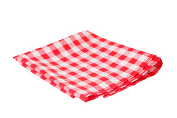 
Red tablecloth in a cage isolated on a white background