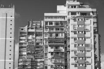 Crowded residential building in Macau