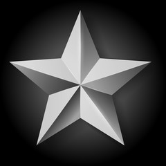 vector realistic silver star on black background
