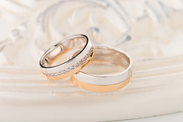 Rose gold and silver wedding rings