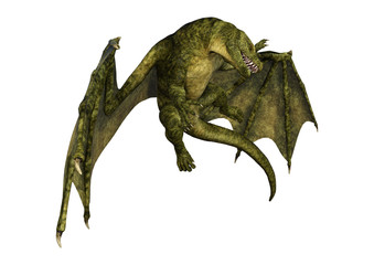 3D Rendering Fantasy Dragon on White