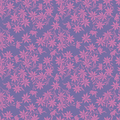 Fototapeta premium seamless pattern, watercolor illustration, gentle pink clematis flowers on a violet background.The picture for wallpaper, printing on fabric, wrapping paper