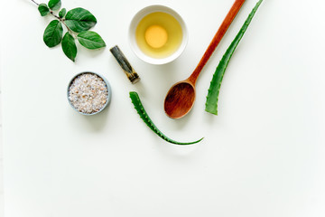 Fresh herbs,fruits and essential oil for skin care