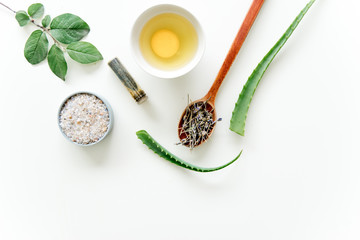 Fresh herbs,fruits and essential oil for skin care