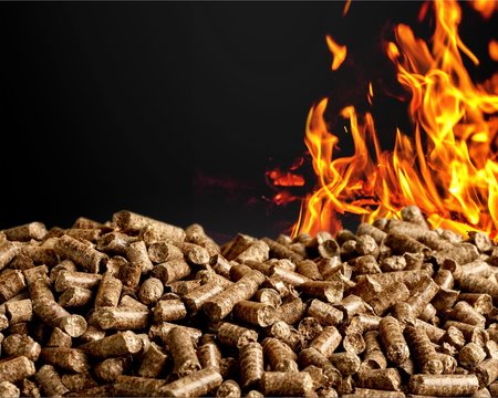 Pellets Biomass- close up on background