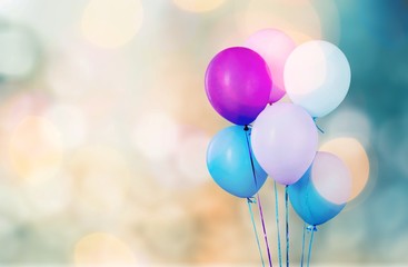 Bunch of colorful balloons on white background - obrazy, fototapety, plakaty