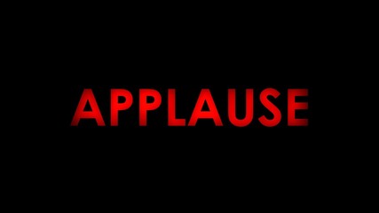 Applause - Red warning message text on black background.
