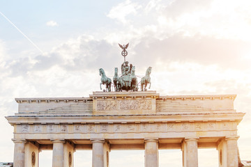 Closeup statue of the famous landmark in Berlin - the Brandenburger Gate © EdNurg