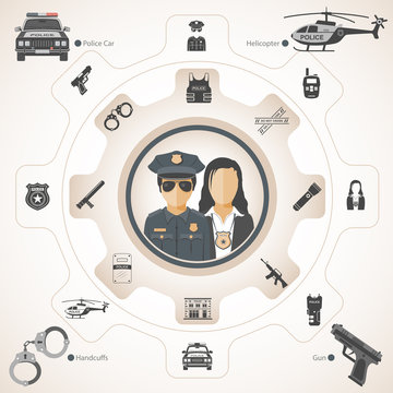Police concept with icons