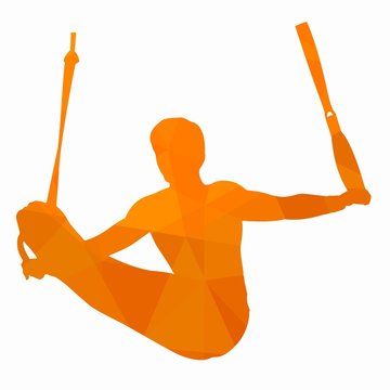 illustration of gymnast on still rings, vector draw