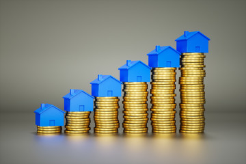 Houses on stack of coins