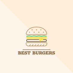 Best hot royal king burger line icon. Delicious fast food with fresh filling consisting of vegetables, meat and melted cheese. Vector illustration.