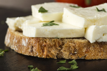 Open sandwich with telemea cheese