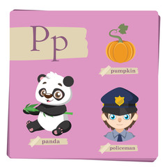 Colorful alphabet for kids - Letter P