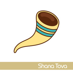 Shofar. Rosh Hashanah icon. Shana tova