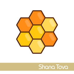 Bee honeycomb. Rosh Hashanah icon. Shana tova