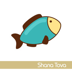 Fish. Rosh Hashanah icon. Shana tova
