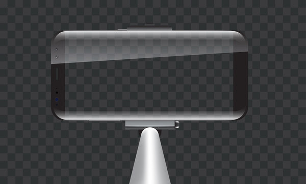 Monopod Selfie stick with empty smartphone screen for your design.
