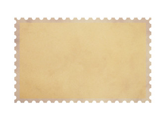 Old blank postage parchment paper stamp on white