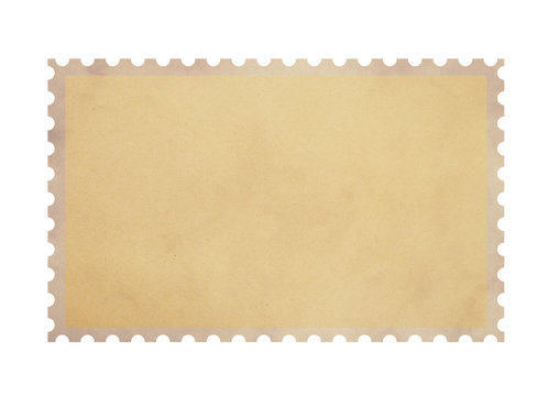 Old blank postage parchment paper stamp on white