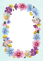 Watercolor floral wreath. Perfect for greeting cards and invitations