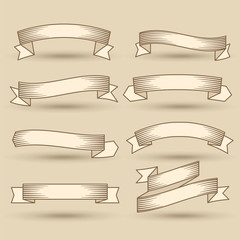 old vintage ribbons banner set