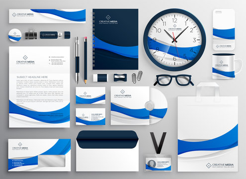 Modern Blue Business Collateral Stationery Set