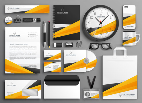 Abstract Yellow Business Stationery Set