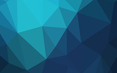 Dark BLUE vector shining triangular backdrop.