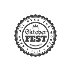 Oktoberfest celebration. Beer festival retro style badge, label, emblem. Black on white background. Vector illustration. Beer label template