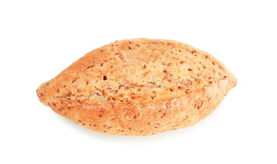 Fresh tasty bread on white background