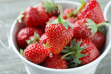 Tasty ripe strawberries on table, closeup