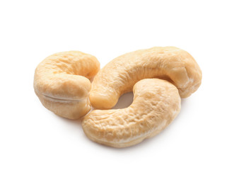 Tasty cashew nuts on white background