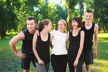 Group of young sporty people outdoors