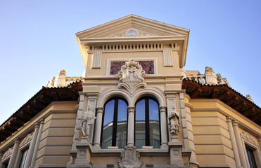 Antiguo edificio de la Caja de Ahorros en Antequera. Provincia de M&aacute;laga, Andaluc&iacute;a, Espa&ntilde;a