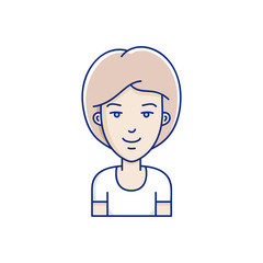 Vector character illustration of woman face in cartoon linear