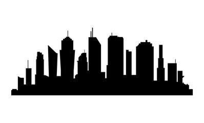 Fototapeta premium City Silhouette on white background. Business district with skyscrapers