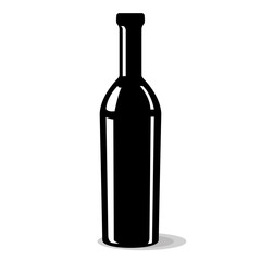 Bottle of wine. Black drawing