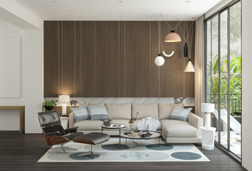 mock up poster, Living room background, 3d illustration
