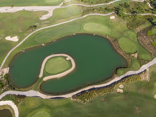 Aerial View of Island Golf Green