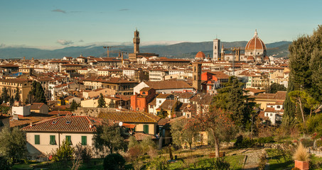 Obraz premium Panoramic view of Florence, buildings roofs, morning