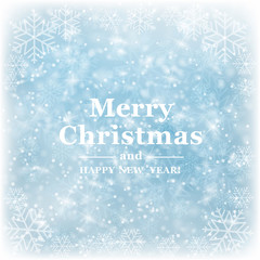 Christmas and happy new year blue background with snowflake. Vector illustration.