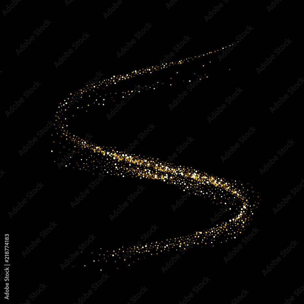 Aufkleber golden glitter twist wave of sparkling glittery particles. vector glare wave or gold light trail on 