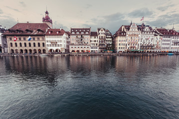 Fototapeta premium Luxury beautiful landscape of Vierwaldstättersee, Lake Lucerne in Lucerne, Switzerland