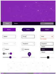 Dark Purple, Pink vector ui ux kit in triangular style with circles.