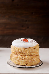 puff pastry and meringue on marble stone