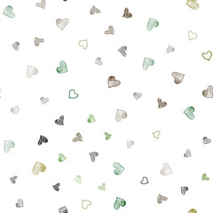 Dark Green, Yellow vector seamless texture with lovely hearts.