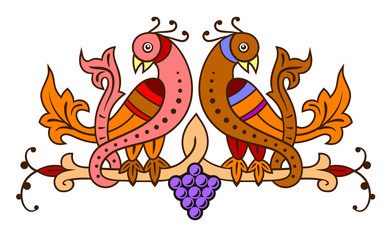 Abstract image of a bird sitting on a vine