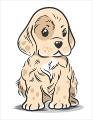 Vector illustration of a cute, funny Baby puppy spaniel